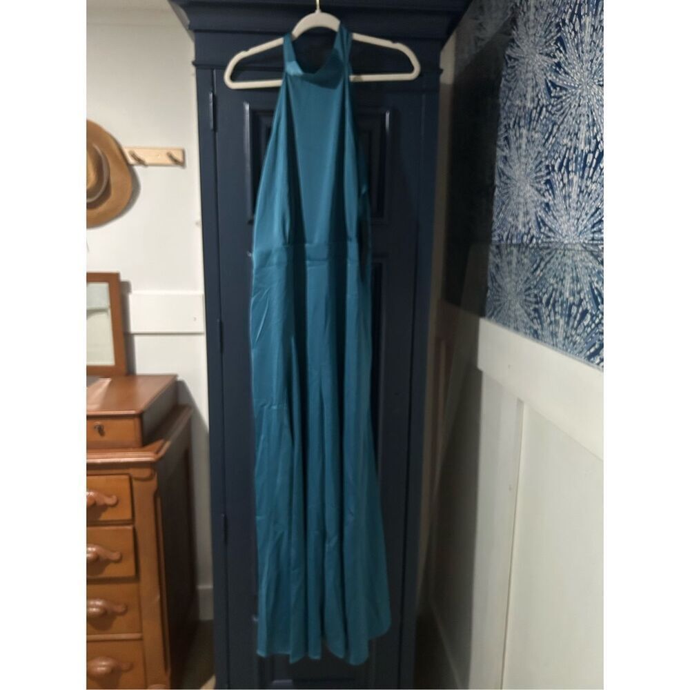 NEW Sleeveless Halter Tied Jumpsuit Pockets High Waist Wide Leg 2X - Picture 3 of 6